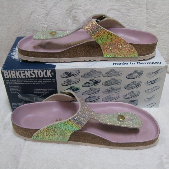 RARE Birkenstock LUX GIZEH Ombre Pearl Leather 40 R US W 9 M 7 *Wedding* - Picture 5 of 16